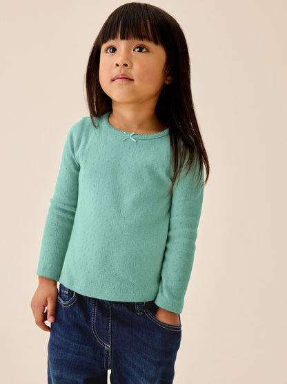 Dsiney Kidz - Green Long Sleeve Pointelle Top (3mths-7yrs) image 1