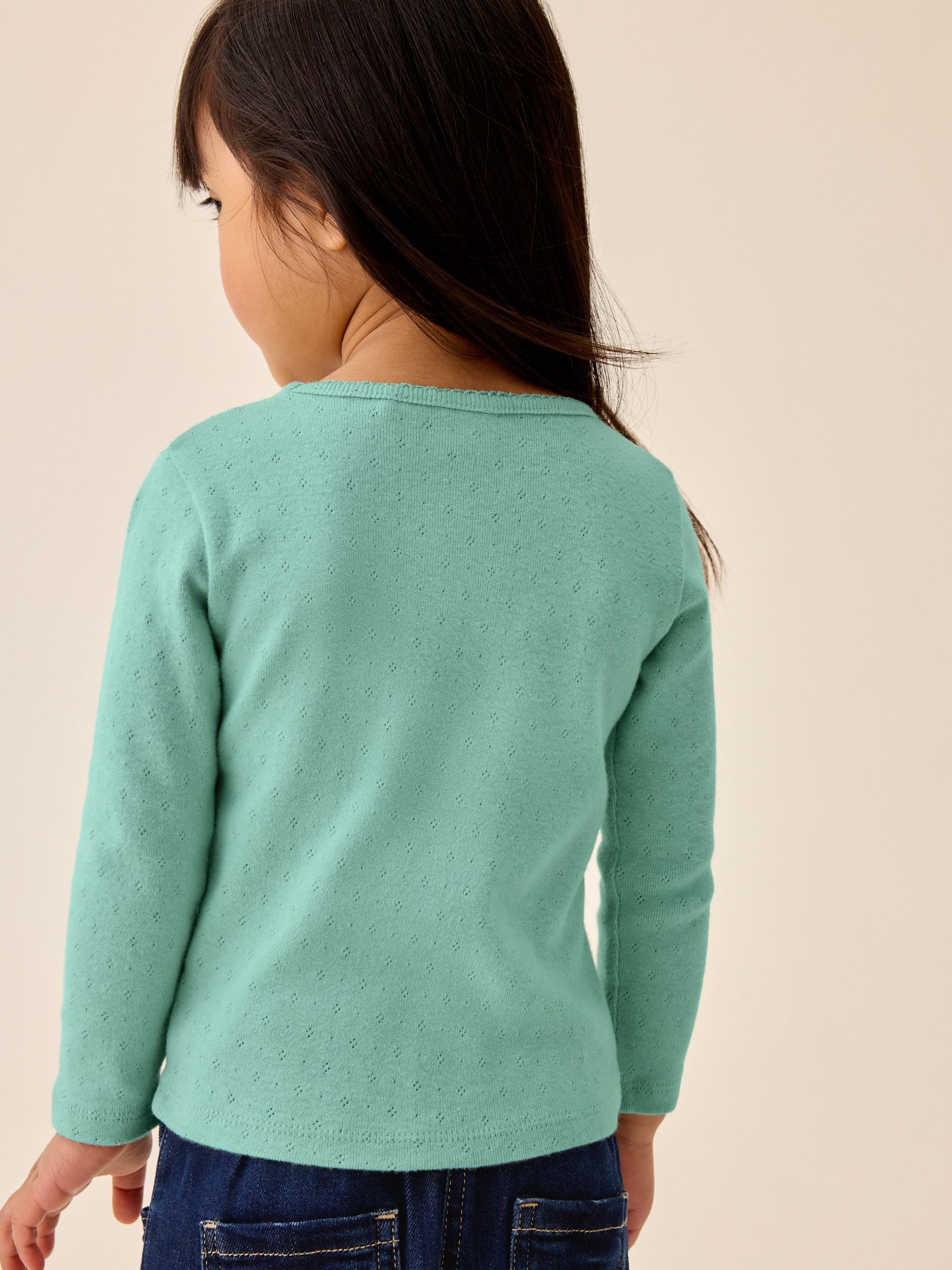 Dsiney Kidz - Green Long Sleeve Pointelle Top (3mths-7yrs) image 2