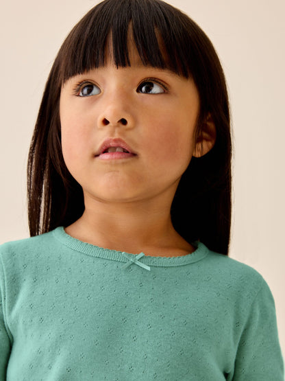 Dsiney Kidz - Green Long Sleeve Pointelle Top (3mths-7yrs) image 3