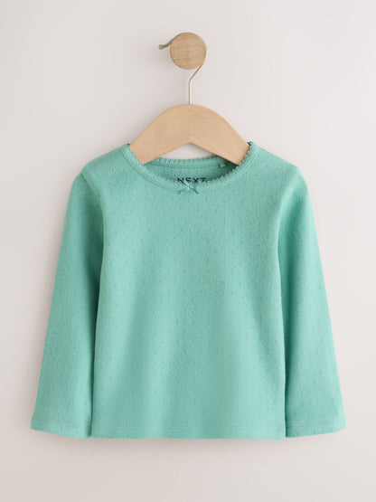 Dsiney Kidz - Green Long Sleeve Pointelle Top (3mths-7yrs) image 4