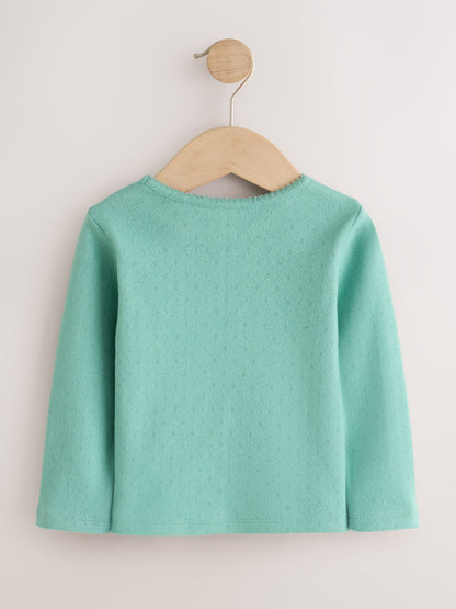 Dsiney Kidz - Green Long Sleeve Pointelle Top (3mths-7yrs) image 5