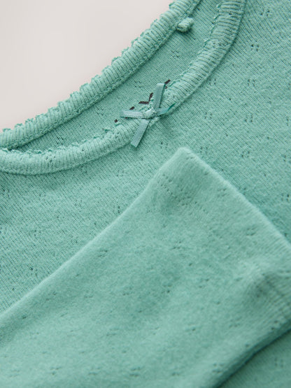 Dsiney Kidz - Green Long Sleeve Pointelle Top (3mths-7yrs) image 6