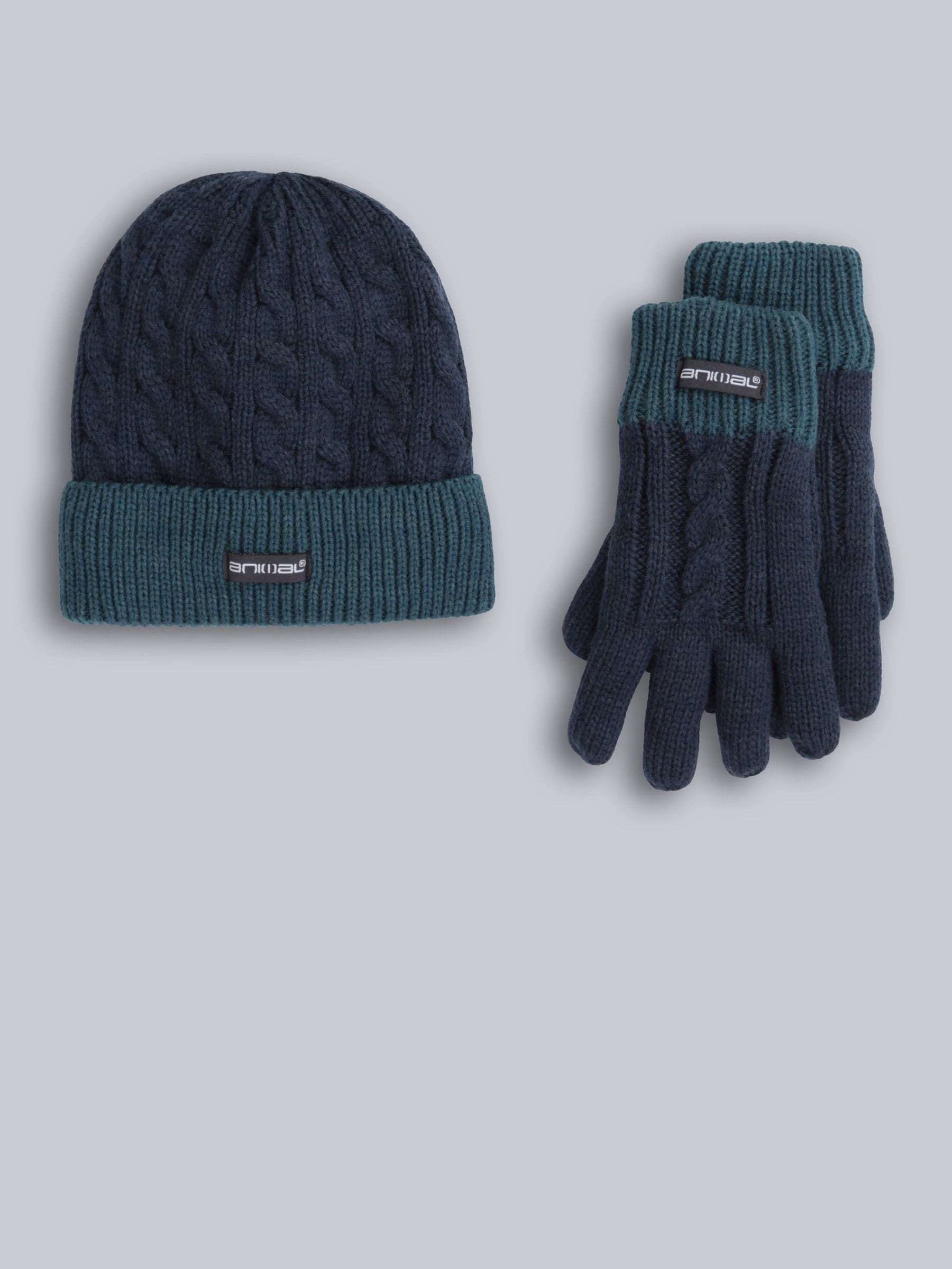 Animal Blue Kids Fur Lined Hat & Gloves Set image 1