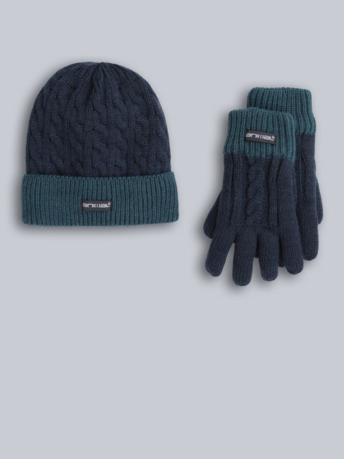 Animal Blue Kids Fur Lined Hat & Gloves Set image 1