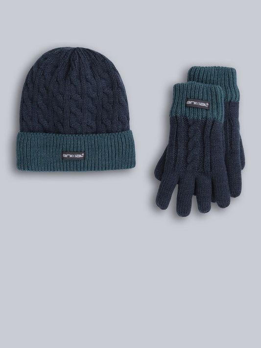 Animal Blue Kids Fur Lined Hat & Gloves Set image 1