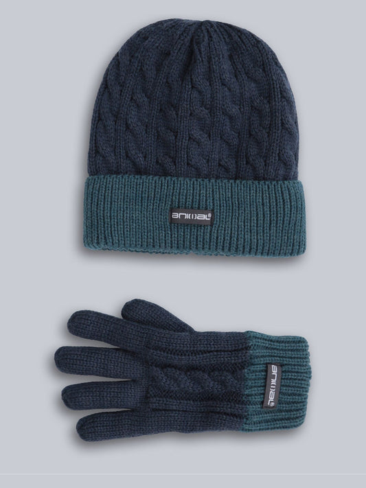 Animal Blue Kids Fur Lined Hat & Gloves Set image 2