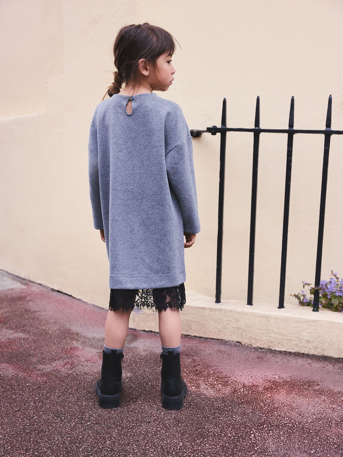 Dsiney Kidz - Charcoal Grey Lace Hem 2-In-1 Jumper Dress (3-16yrs) image 3