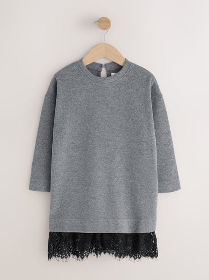 Dsiney Kidz - Charcoal Grey Lace Hem 2-In-1 Jumper Dress (3-16yrs) image 5