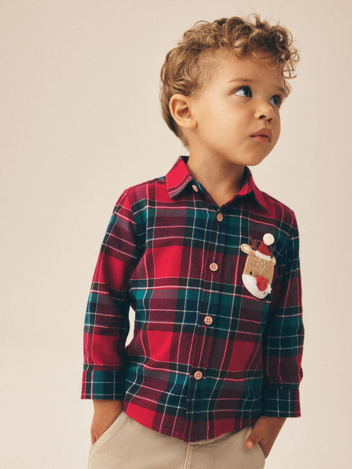 Dsiney Kidz - Red Character Long Sleeve Tartan Check Shirt (3mths-10yrs) image 1