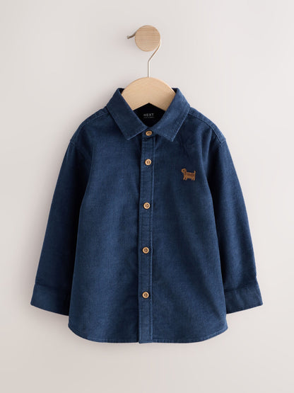 Dsiney Kidz - Navy Dog Embroidery Long Sleeve Cord Shirt (3mths-7yrs) image 1
