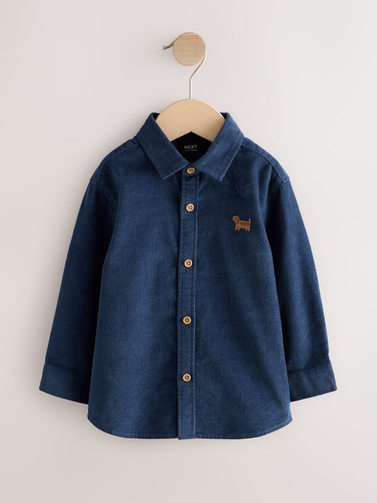 Dsiney Kidz - Navy Dog Embroidery Long Sleeve Cord Shirt (3mths-7yrs) image 1