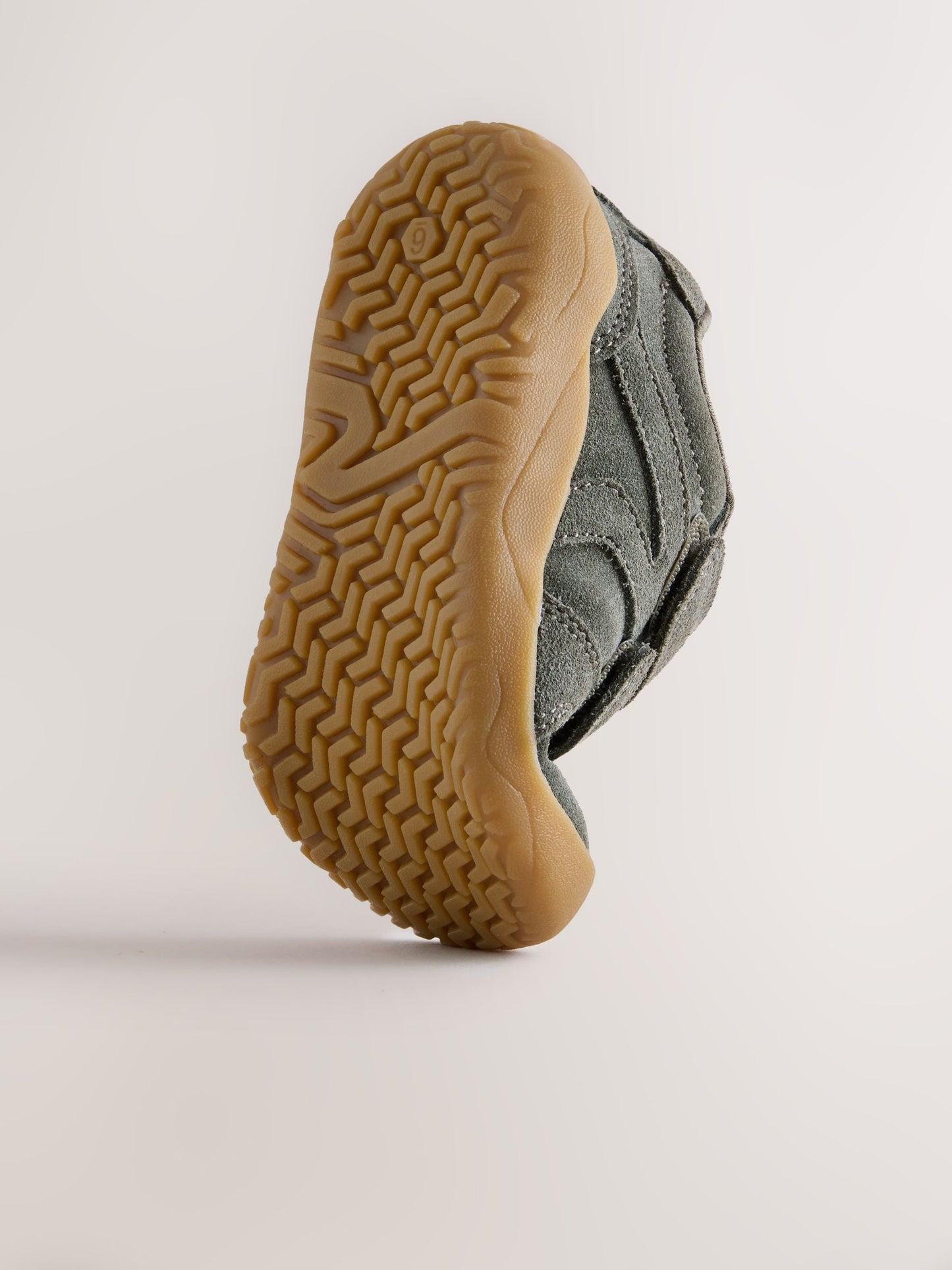 Khaki Green Standard Fit (F) Barefoot Leather Touch Fastening Trainers image 4