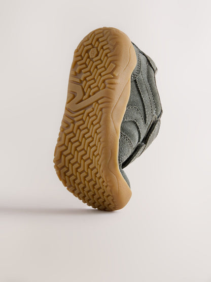 Khaki Green Standard Fit (F) Barefoot Leather Touch Fastening Trainers image 4