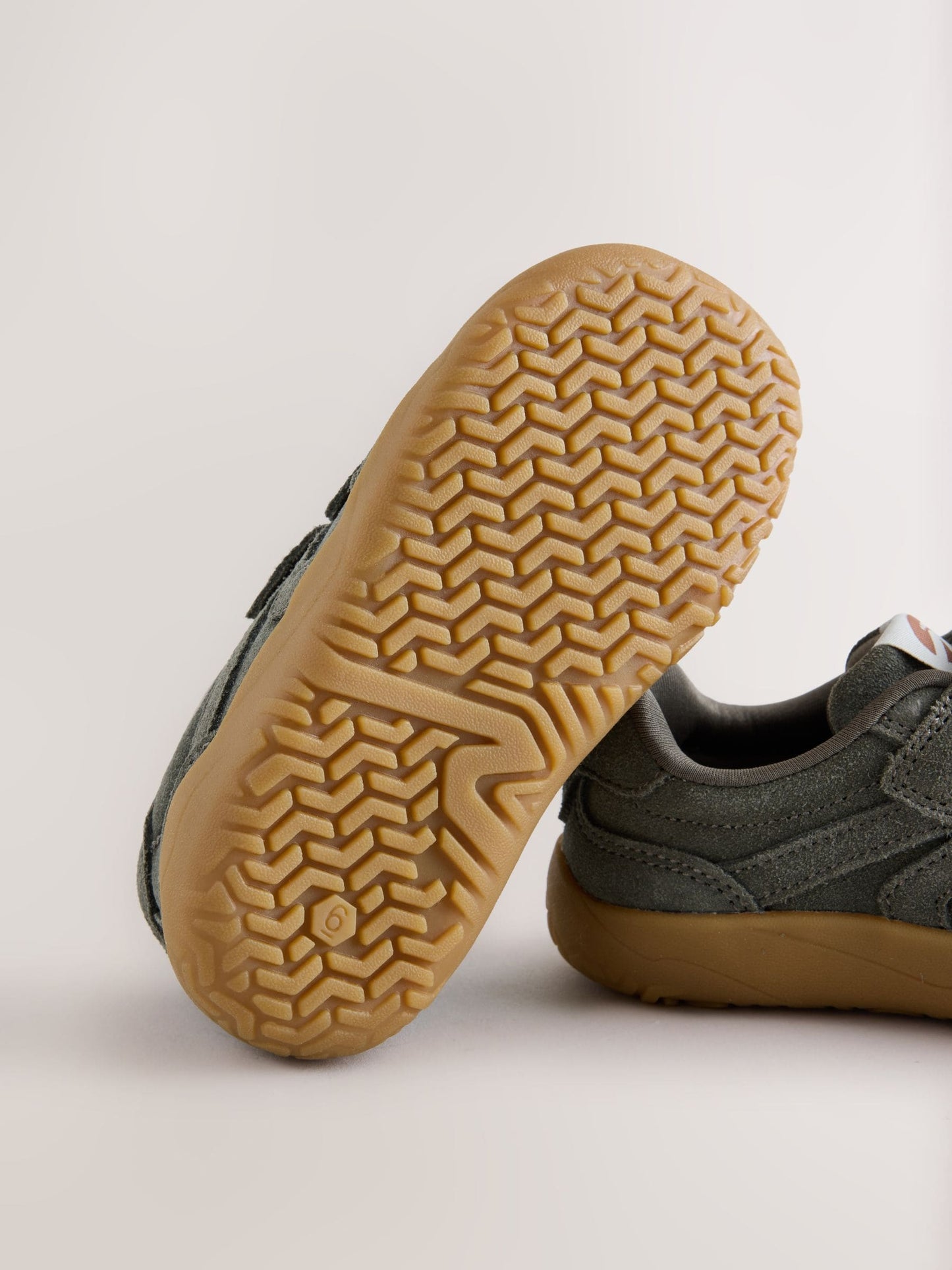 Khaki Green Standard Fit (F) Barefoot Leather Touch Fastening Trainers image 5