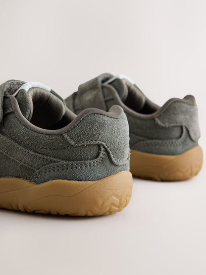 Khaki Green Standard Fit (F) Barefoot Leather Touch Fastening Trainers image 7
