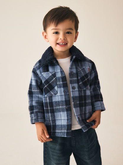 Blue Check Borg Lined Shacket (3mths-7yrs) - image 1