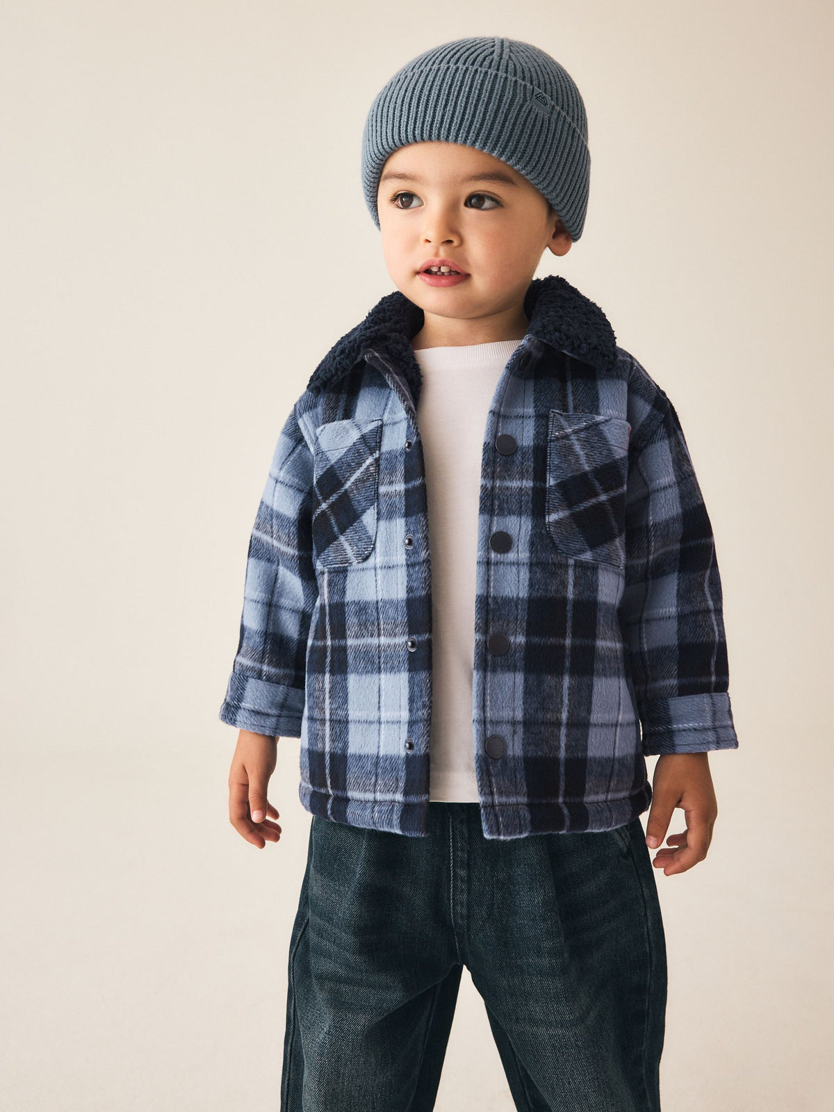 Blue Check Borg Lined Shacket (3mths-7yrs) - image 2