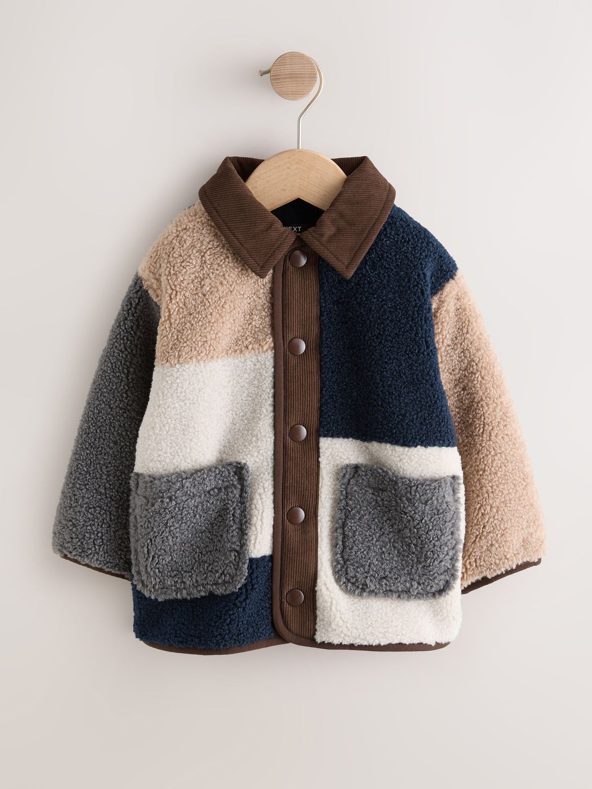 Dsiney Kidz - Neutral/Navy Colourblock Borg Fleece Shacket (3mths-7yrs) image 1