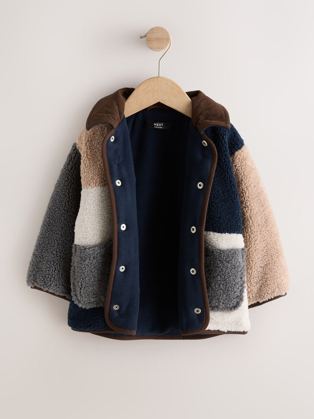 Dsiney Kidz - Neutral/Navy Colourblock Borg Fleece Shacket (3mths-7yrs) image 2