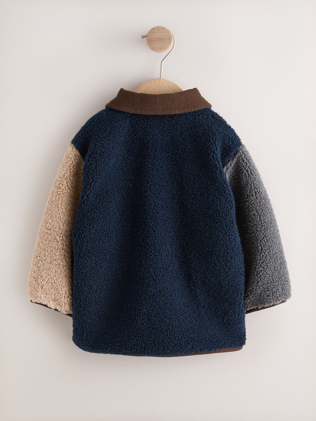 Dsiney Kidz - Neutral/Navy Colourblock Borg Fleece Shacket (3mths-7yrs) image 3