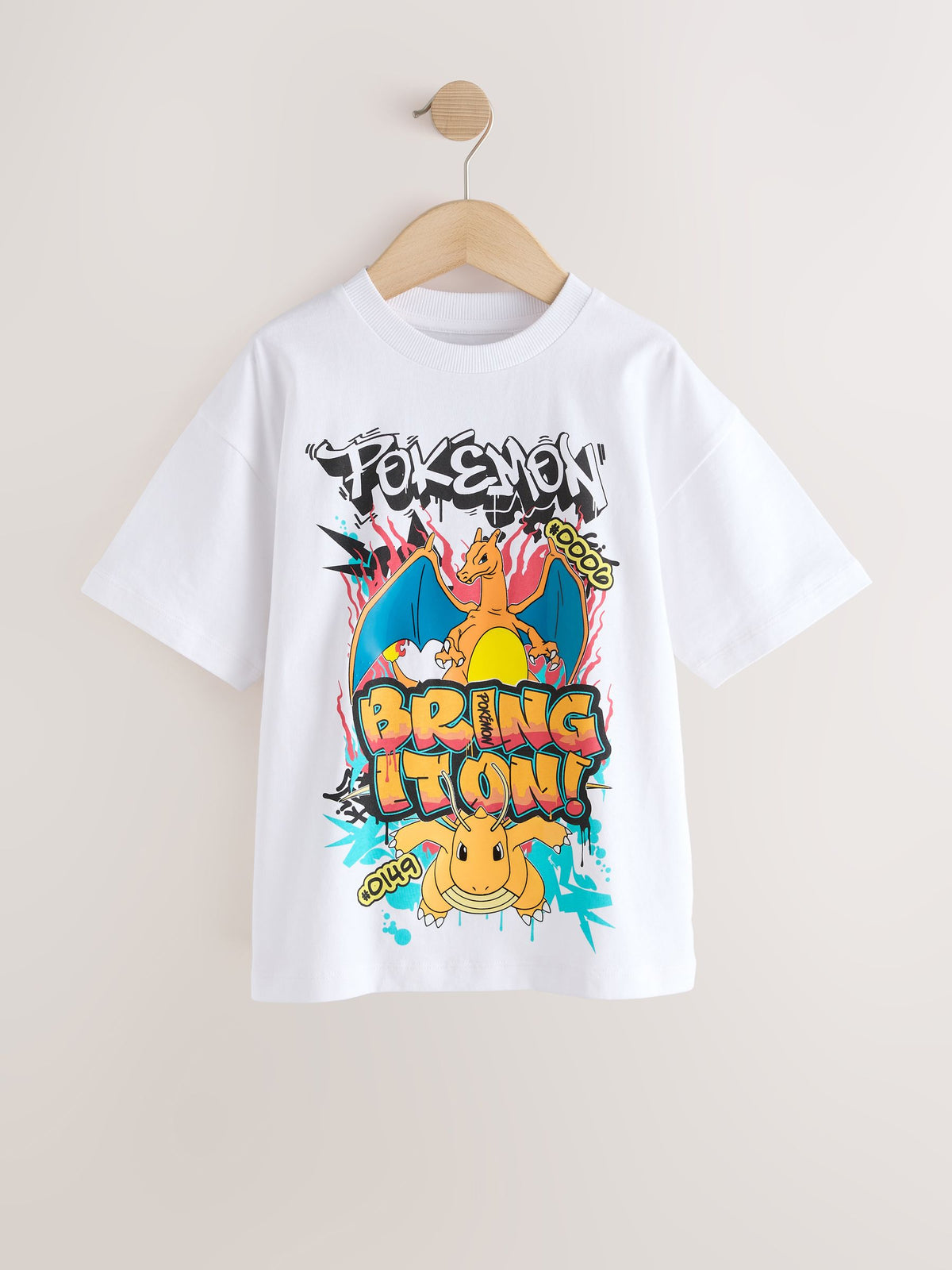 White Graffiti Pokémon Short Sleeve T-Shirt (3-16yrs) - image 1