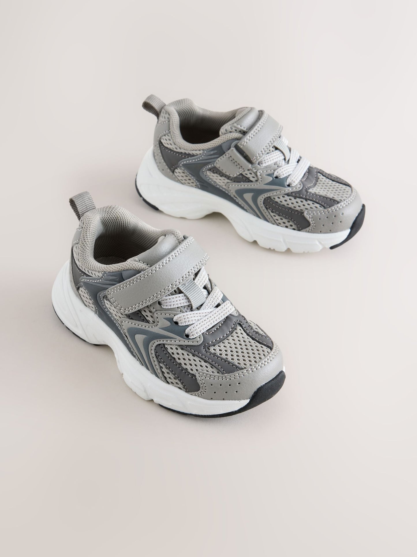 Grey Touch Fastening Elastic Lace Trainers image 1