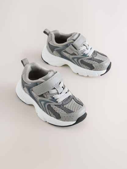 Grey Touch Fastening Elastic Lace Trainers image 1