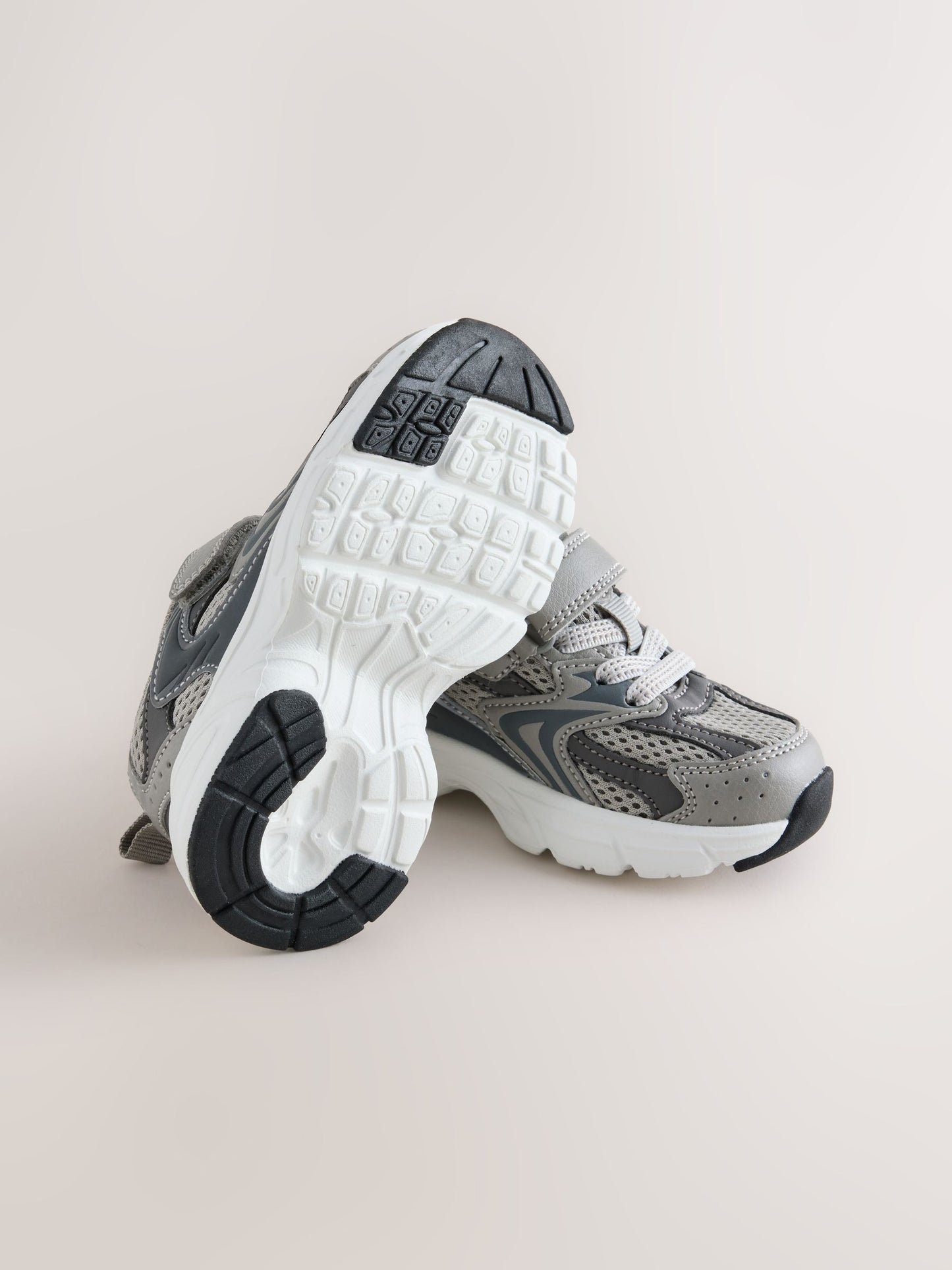 Grey Touch Fastening Elastic Lace Trainers image 3