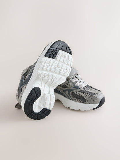 Grey Touch Fastening Elastic Lace Trainers image 3