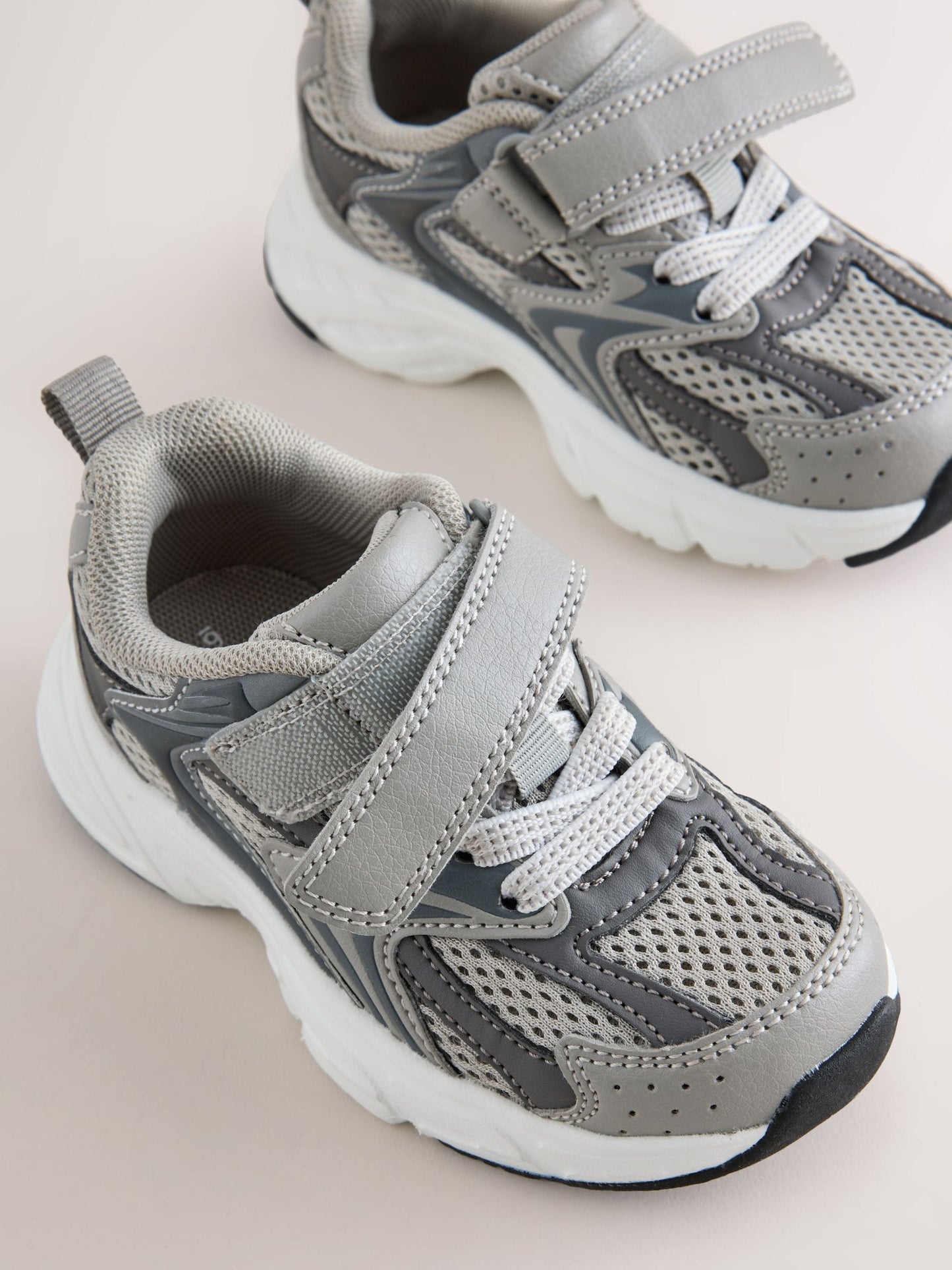Grey Touch Fastening Elastic Lace Trainers image 5