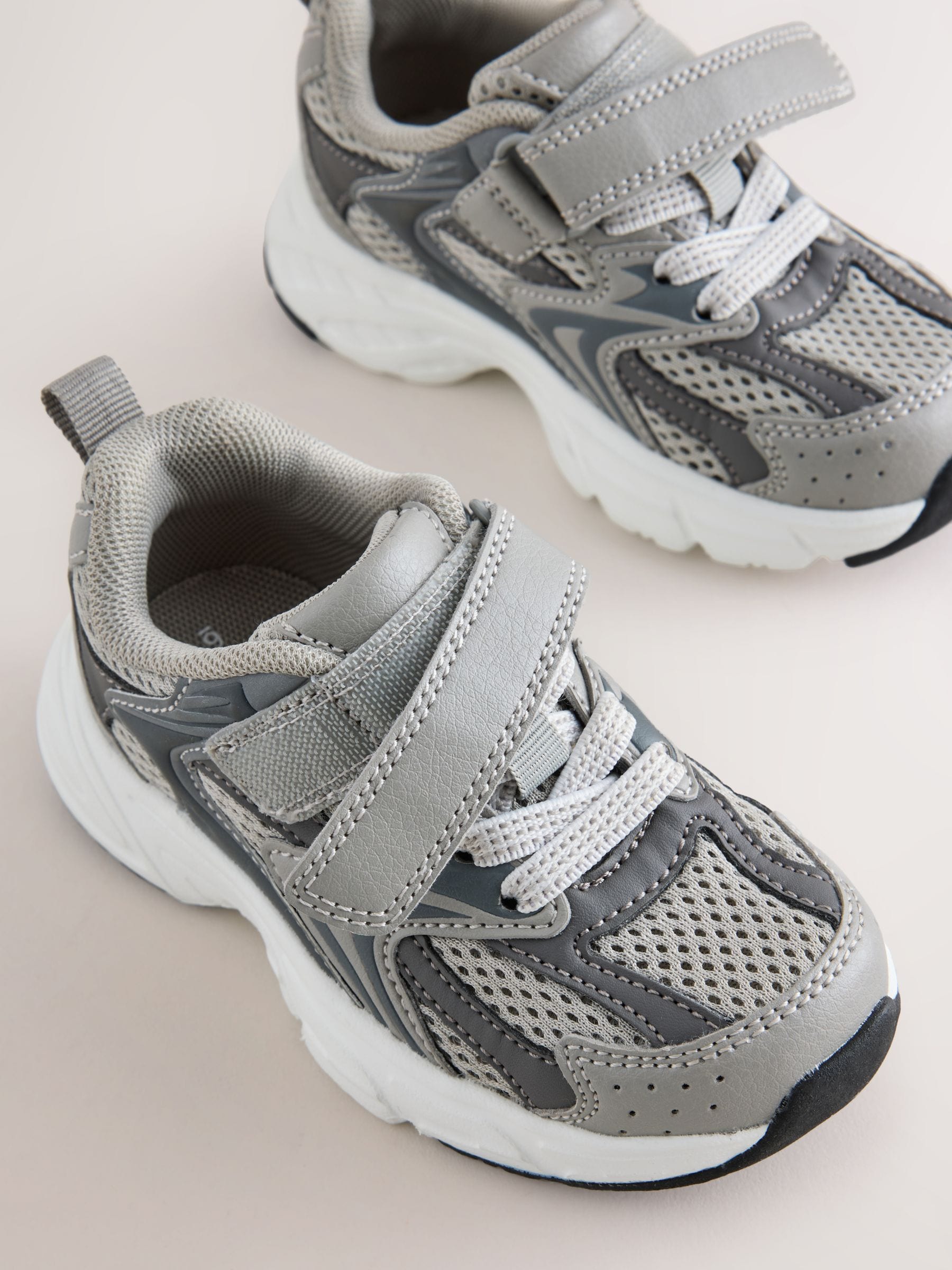 Grey Touch Fastening Elastic Lace Trainers image 5