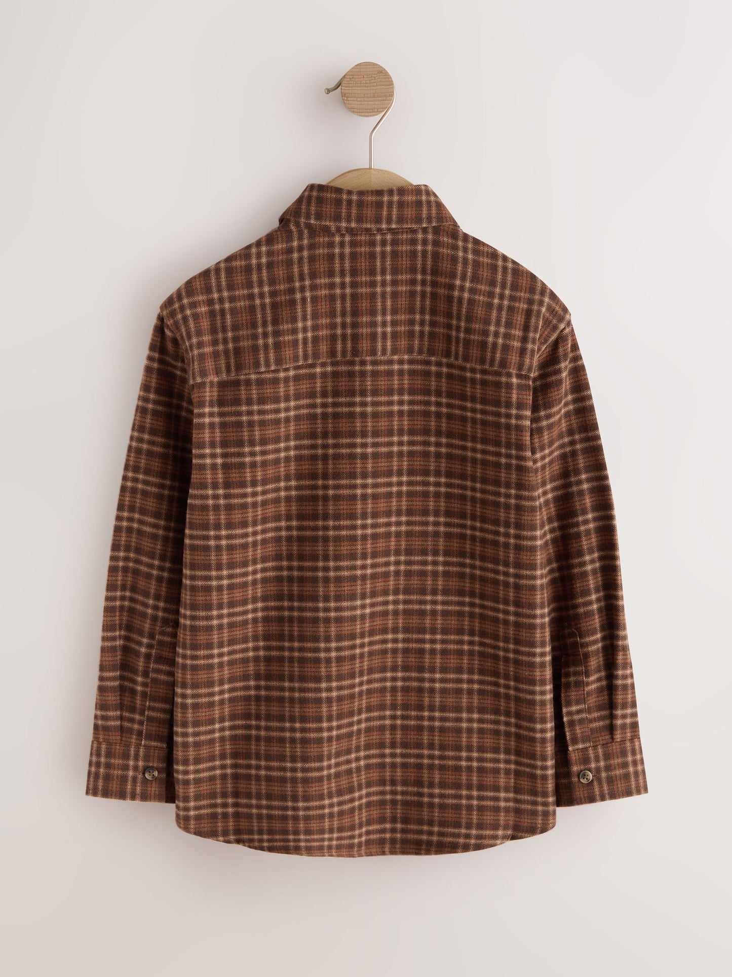 Dsiney Kidz - Tan Brown Micro Check Long Sleeve Check Shirt (3-16yrs) image 2