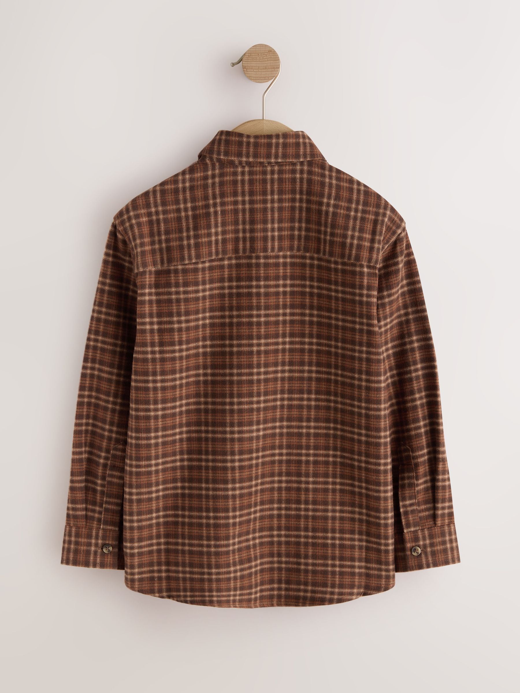 Dsiney Kidz - Tan Brown Micro Check Long Sleeve Check Shirt (3-16yrs) image 2
