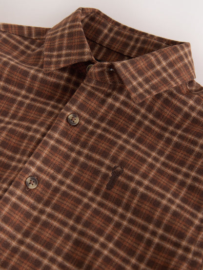 Dsiney Kidz - Tan Brown Micro Check Long Sleeve Check Shirt (3-16yrs) image 3