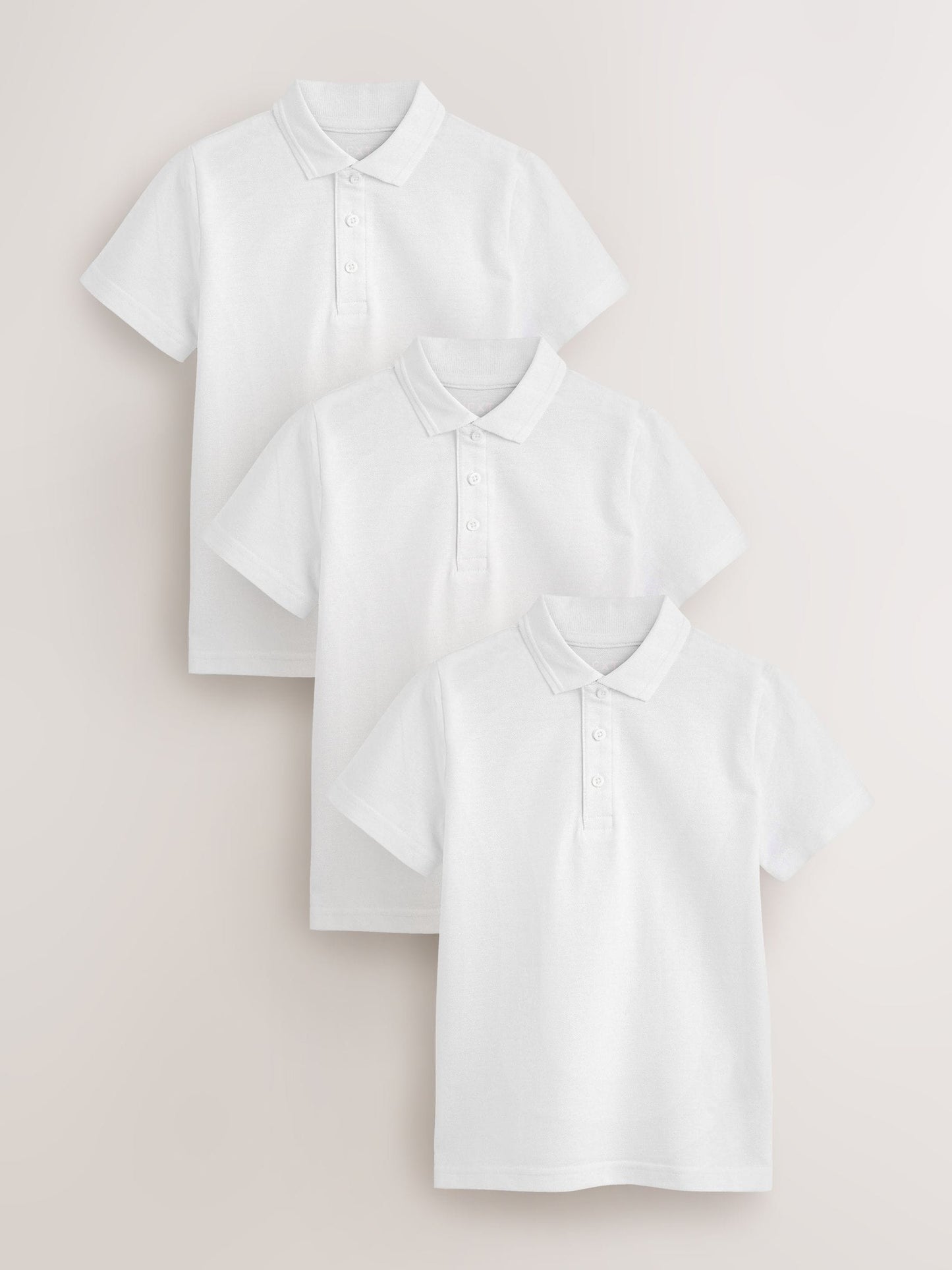 Dsiney Kidz - White Regular Fit Cotton School Short Sleeve Polo Shirts 3 Pack (3-16yrs) image 1