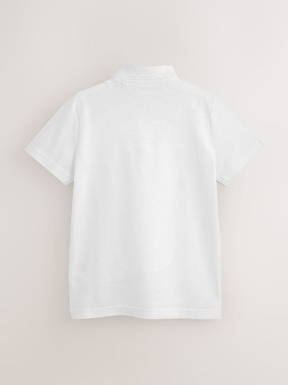 Dsiney Kidz - White Regular Fit Cotton School Short Sleeve Polo Shirts 3 Pack (3-16yrs) image 3