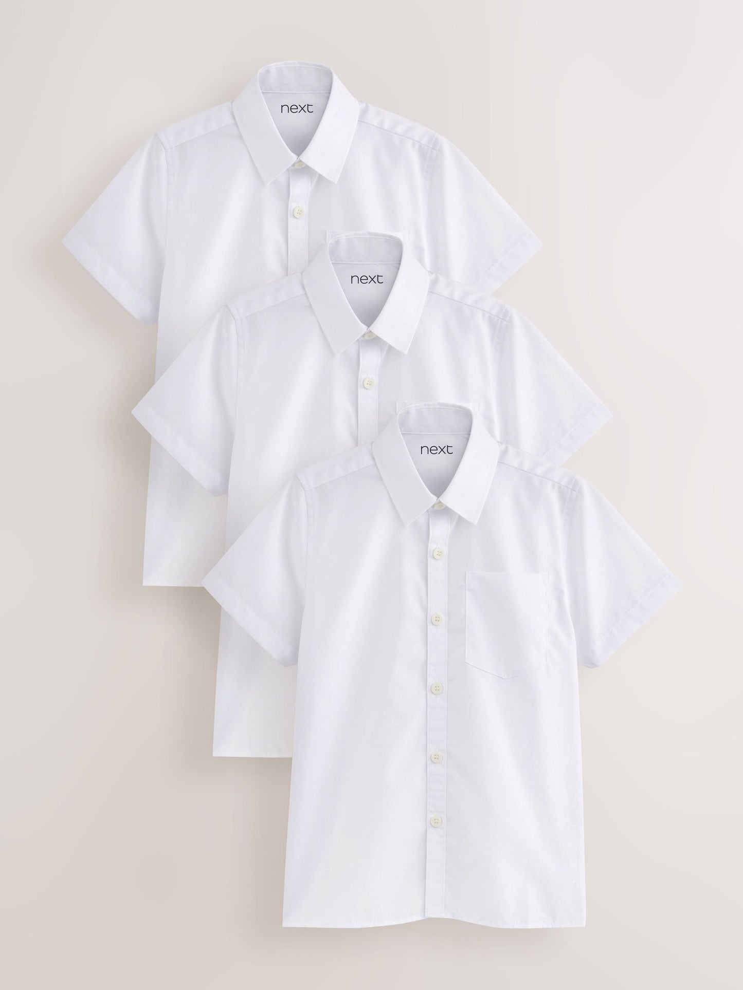 Dsiney Kidz - White Regular Fit Short Sleeve School Shirts 3 Pack (3-17yrs) image 1