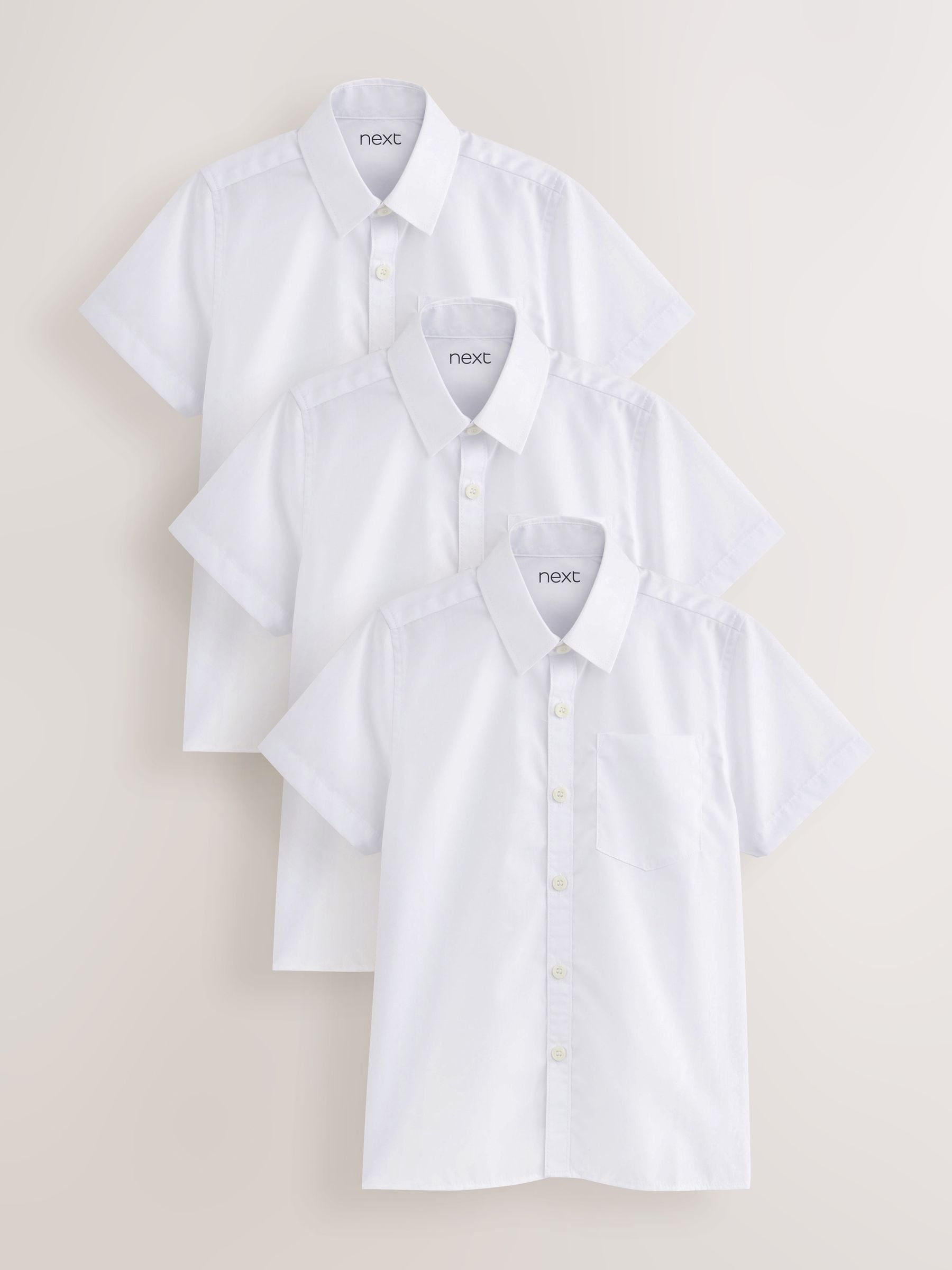 Dsiney Kidz - White Regular Fit Short Sleeve School Shirts 3 Pack (3-17yrs) image 1