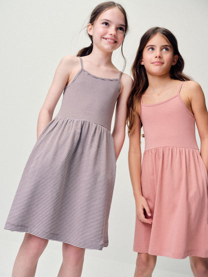 The Set 3 Pack Strappy Bowback Dresses Pink/Stripe/Brown image 3