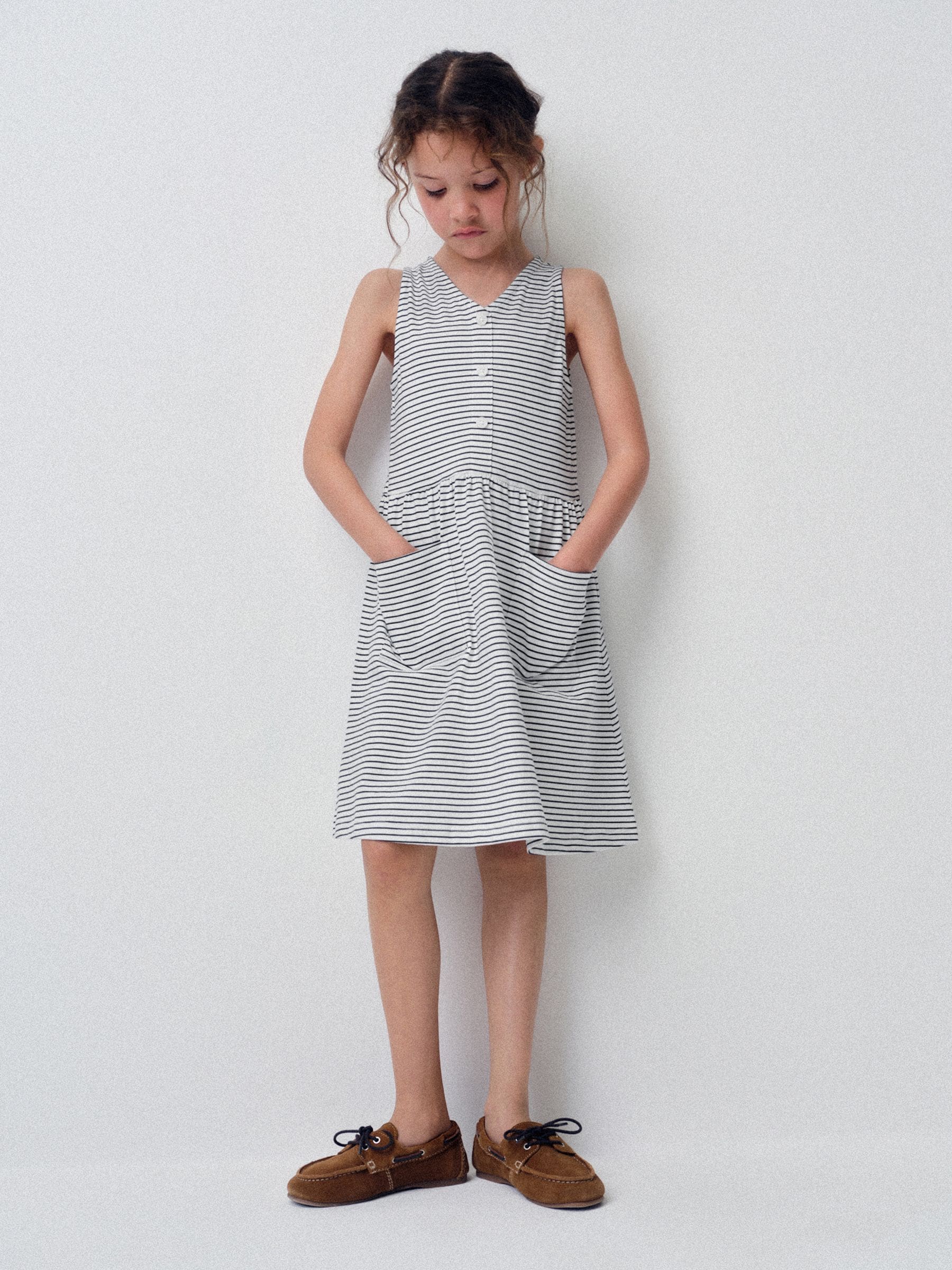 The Set 3 Pack Sleeveless Jersey Dresses with Pockets Blue/Navy/Stripe image 3
