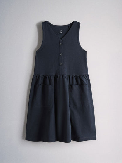 The Set 3 Pack Sleeveless Jersey Dresses with Pockets Blue/Navy/Stripe image 5