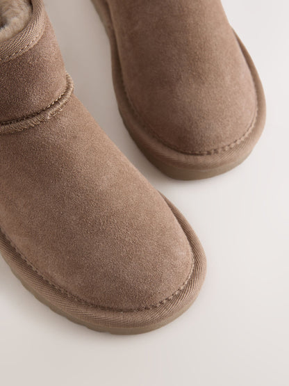 Mink Brown Wide Fit (G) Water Repellant Suede Pull On Boots image 3