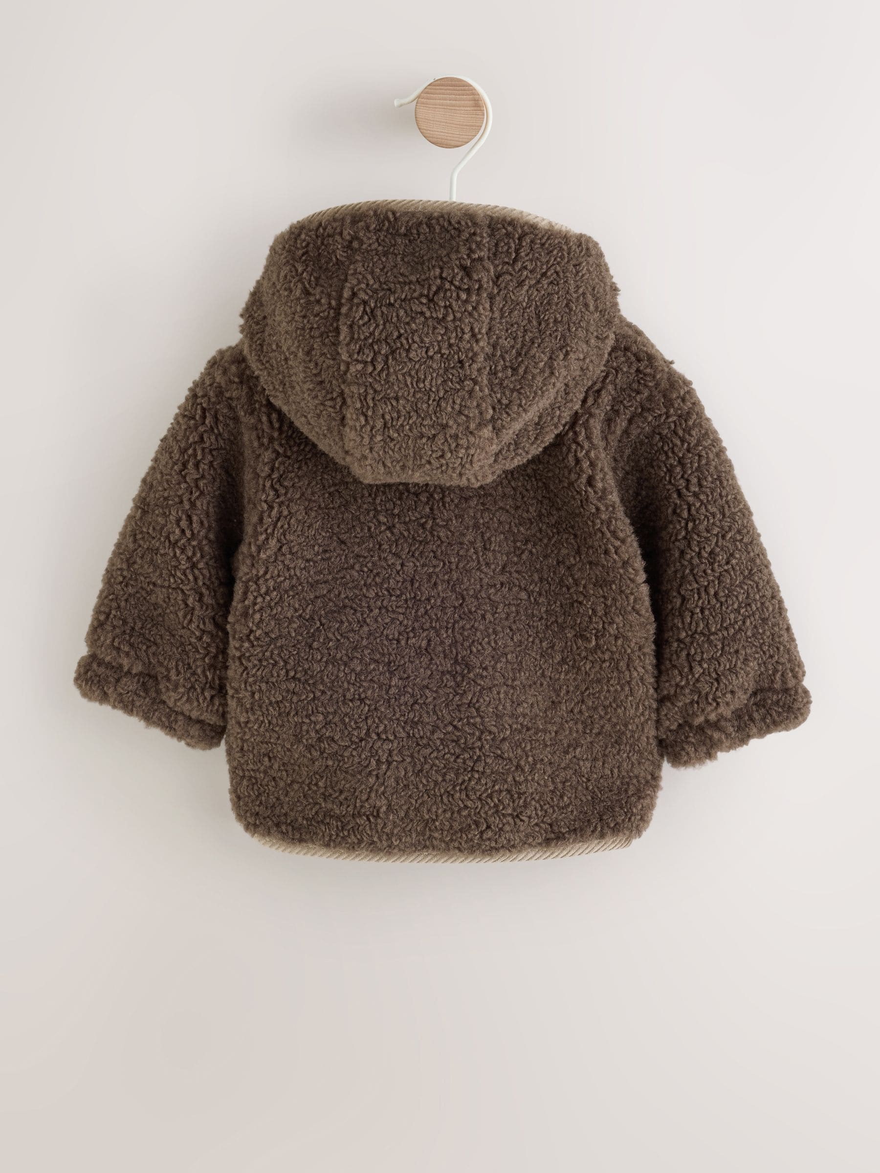 Dsiney Kidz - Chocolate Brown Borg Hooded Fleece Lined Baby Jacket image 2