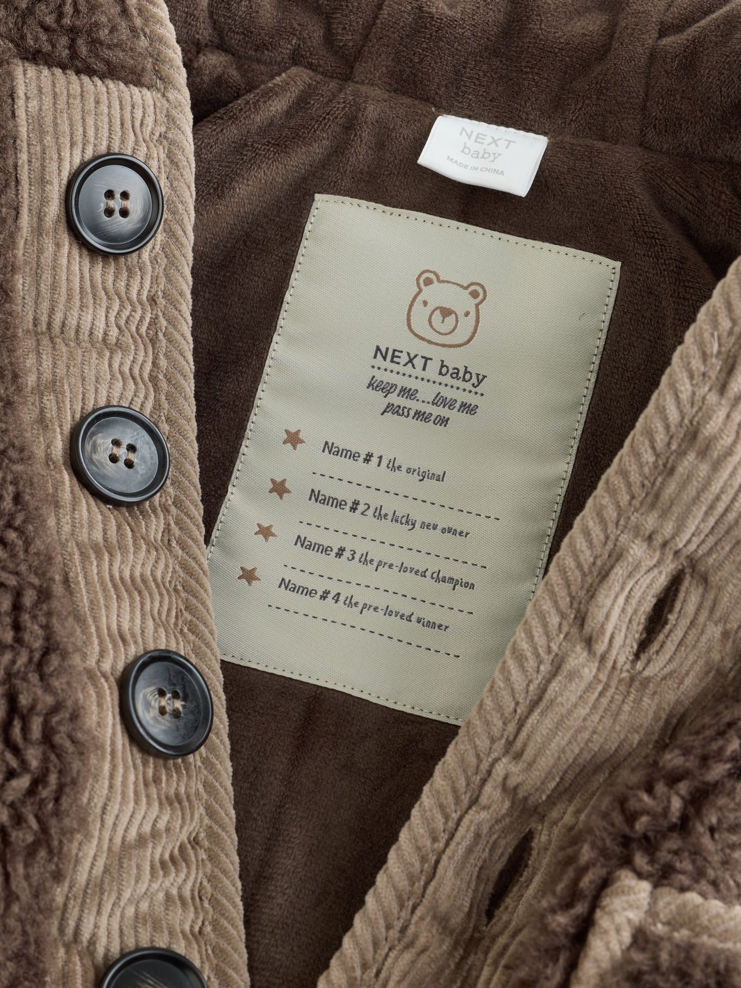 Dsiney Kidz - Chocolate Brown Borg Hooded Fleece Lined Baby Jacket image 5