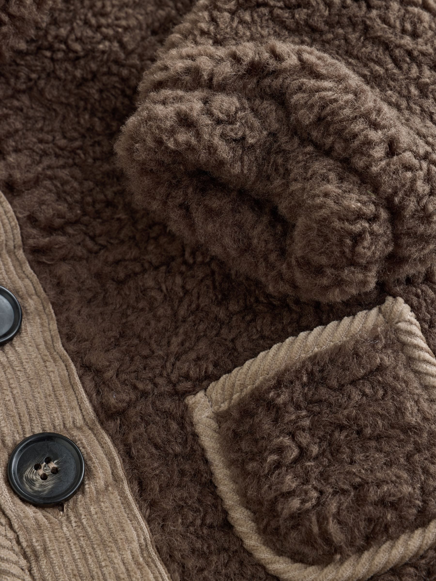Dsiney Kidz - Chocolate Brown Borg Hooded Fleece Lined Baby Jacket image 6