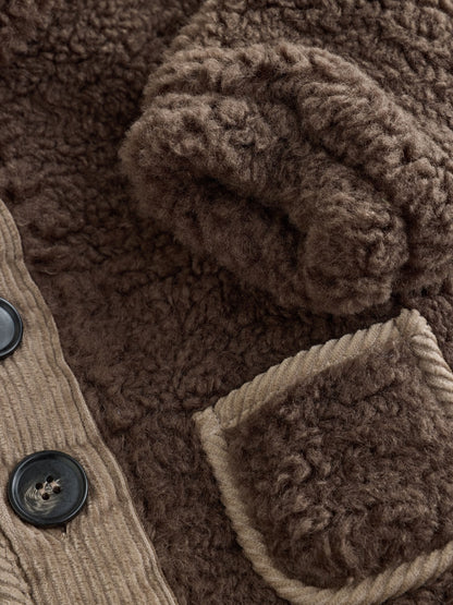 Dsiney Kidz - Chocolate Brown Borg Hooded Fleece Lined Baby Jacket image 6