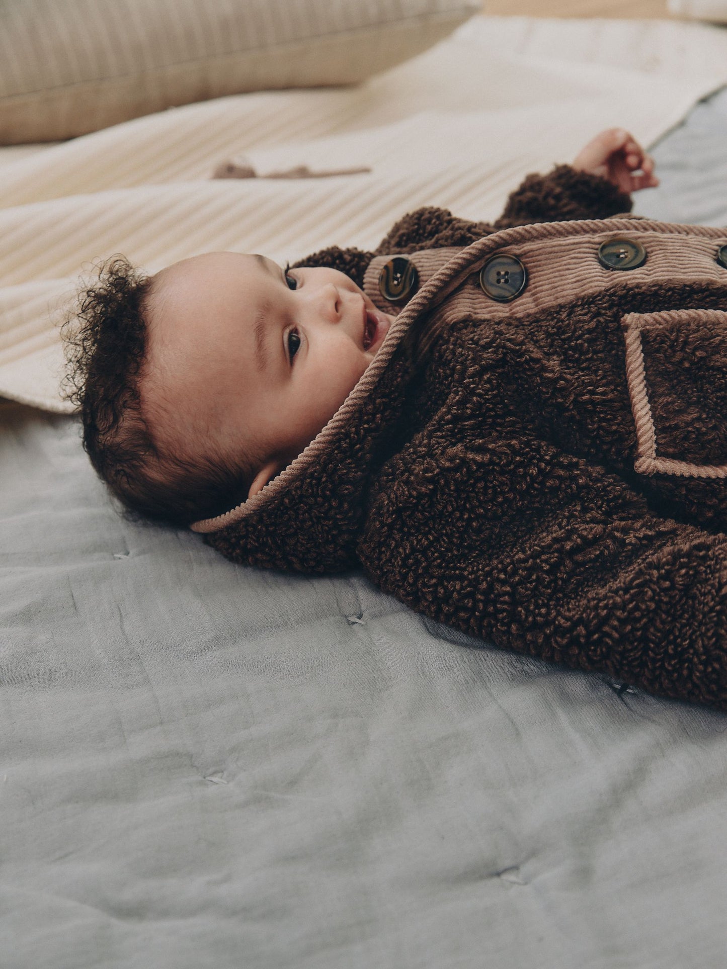 Dsiney Kidz - Chocolate Brown Borg Hooded Fleece Lined Baby Jacket image 7