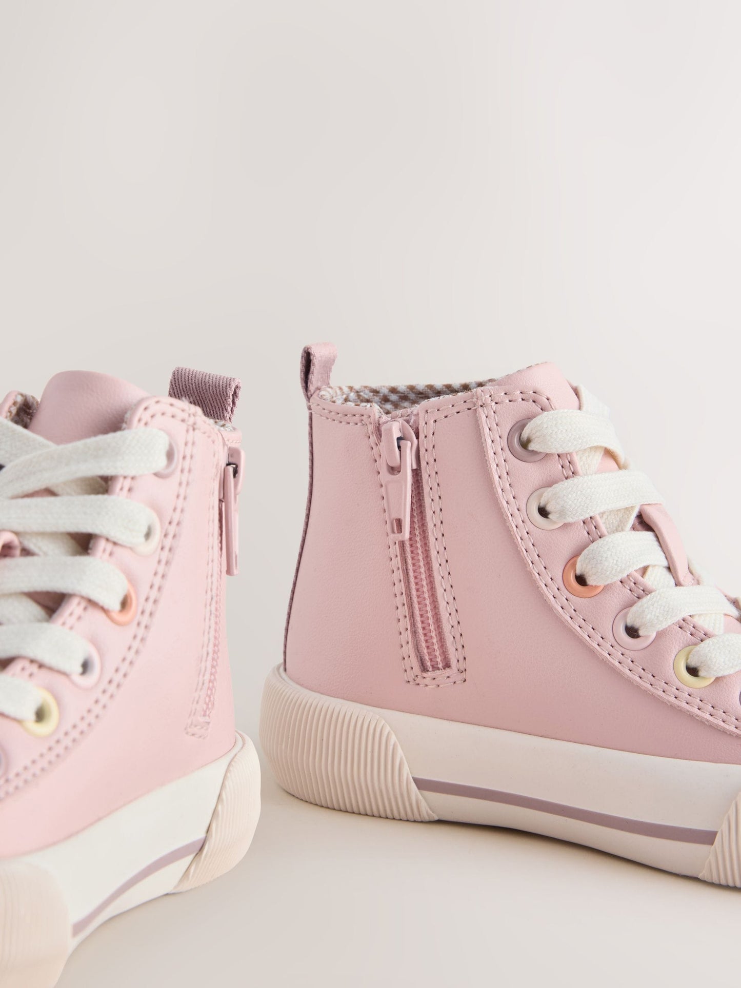 Pink Rainbow Wide Fit (G) High Top Trainers image 3