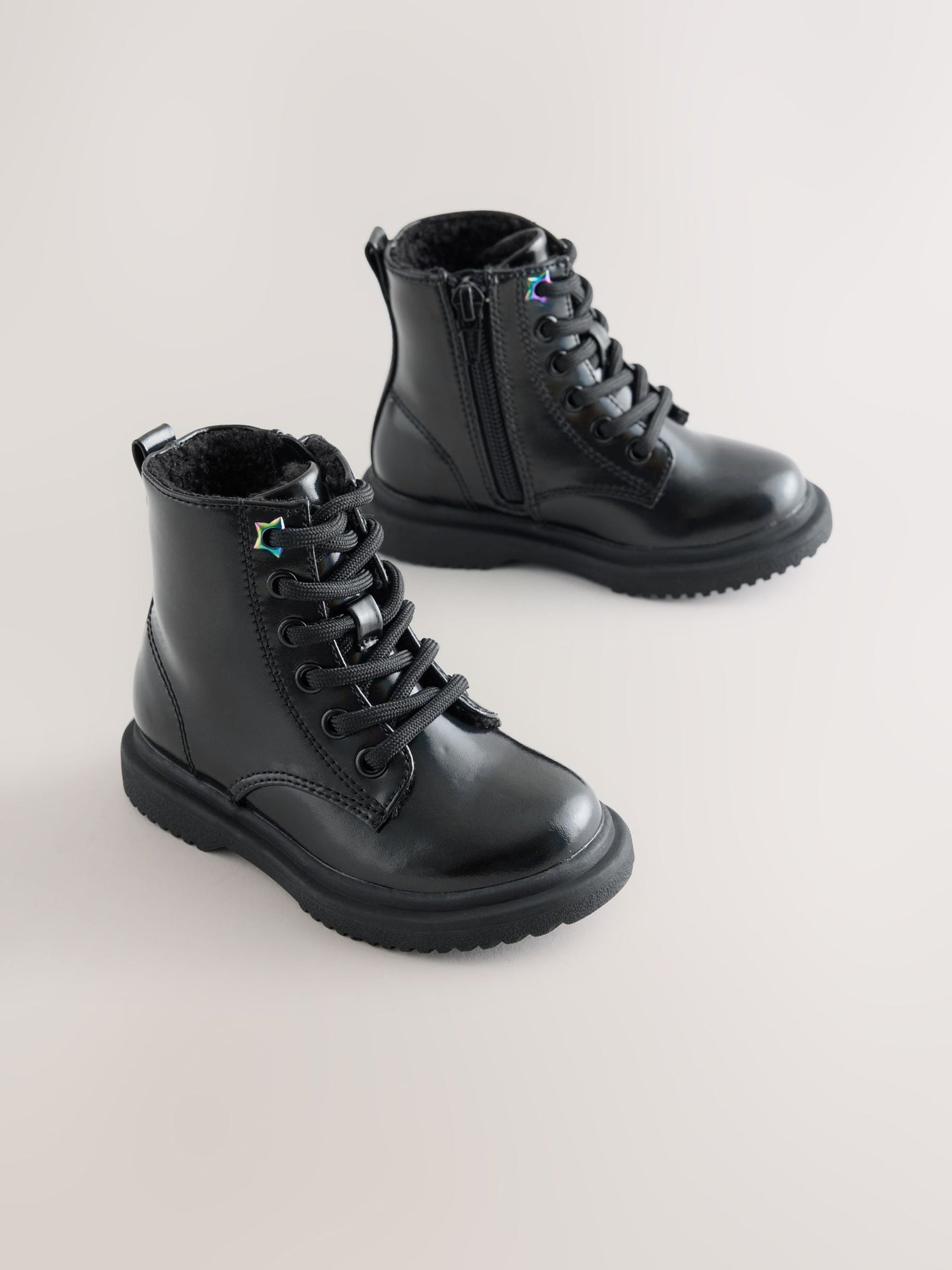 Black Standard Fit (F) Lace Up Ankle Boots image 1