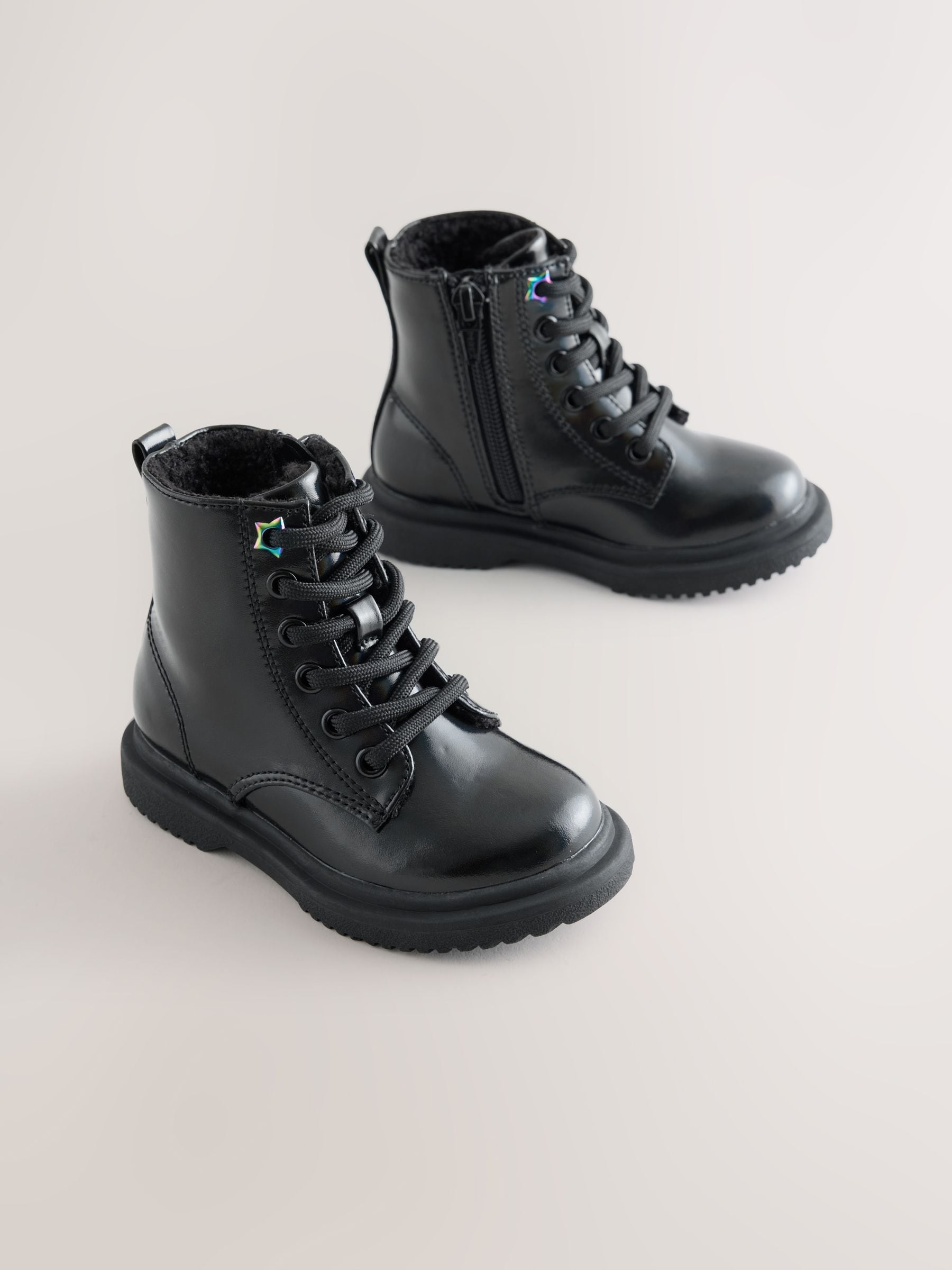 Black Standard Fit (F) Lace Up Ankle Boots image 1